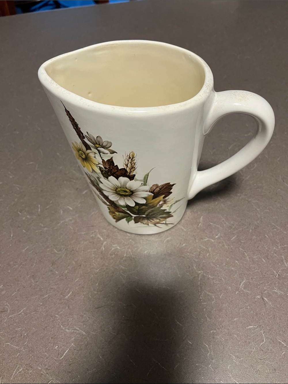 Vtg White Floral Ceramic Milk Pitcher 8”